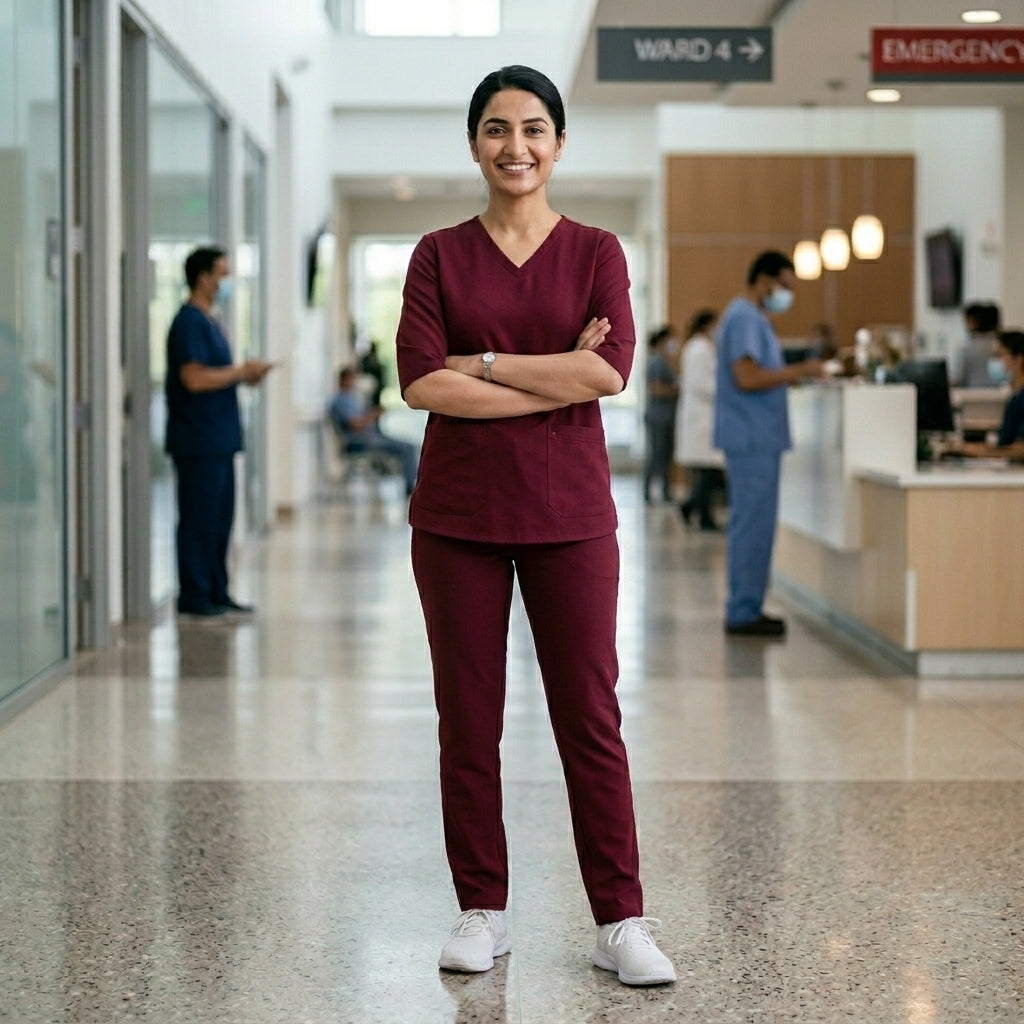Female Scrub Mehroon Premium