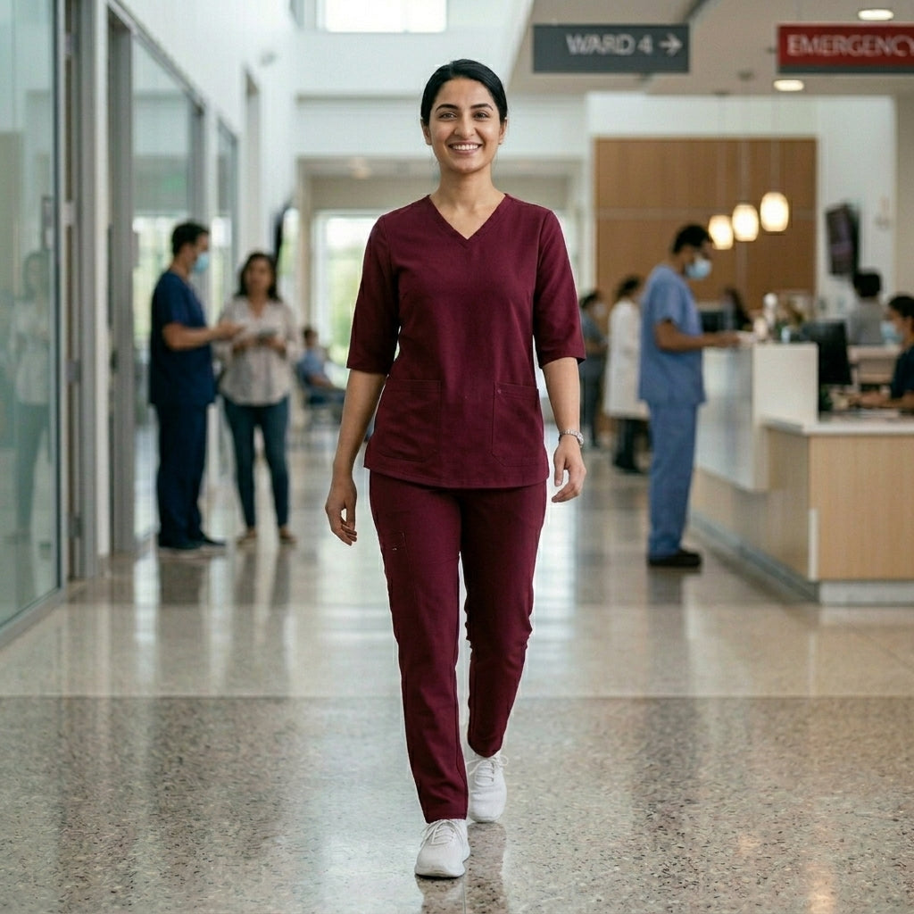 Female Scrub Mehroon Premium