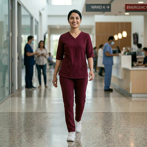 Female Scrub Mehroon Premium