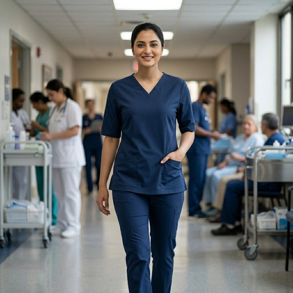 Female Scrub Navy Blue Premium