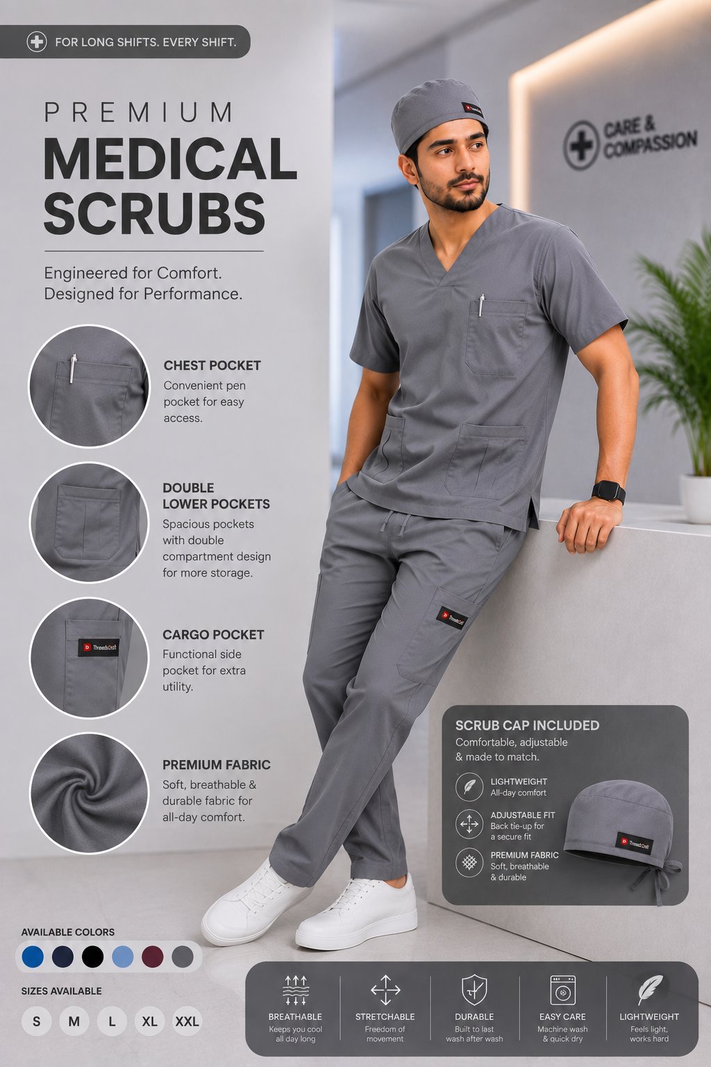 Imported Stretchable Medical Scrubs for Men & Women