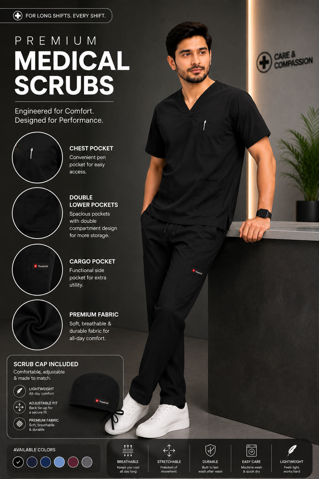 Imported Stretchable Medical Scrubs for Men & Women