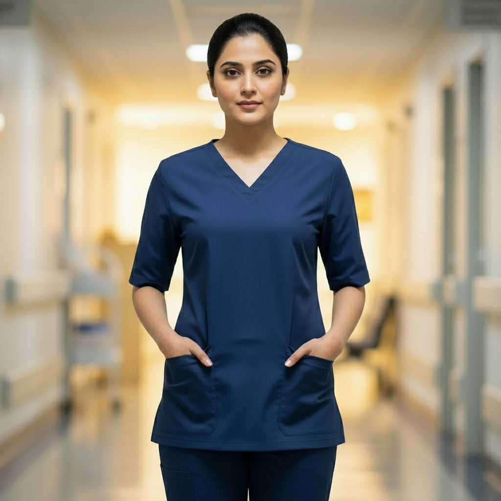 Female Scrub Navy Blue Premium