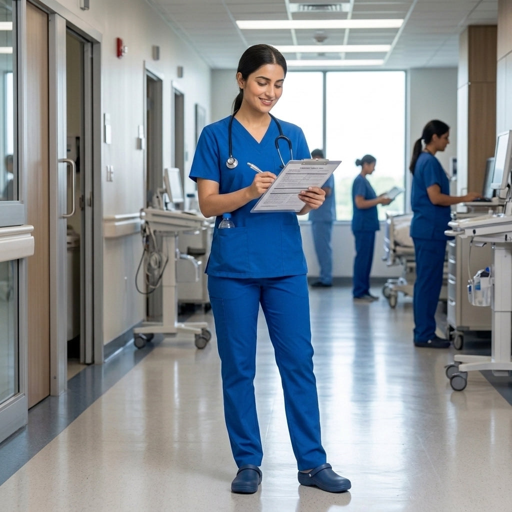 Female Royal blue Premium Medical Scrubs Secondary image