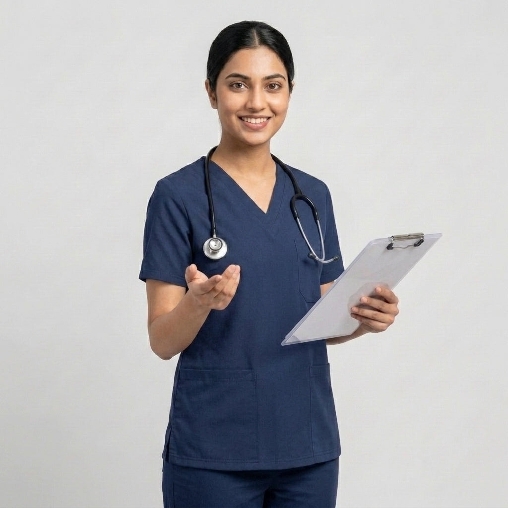 Female Navy Blue Premium Medical Scrubs