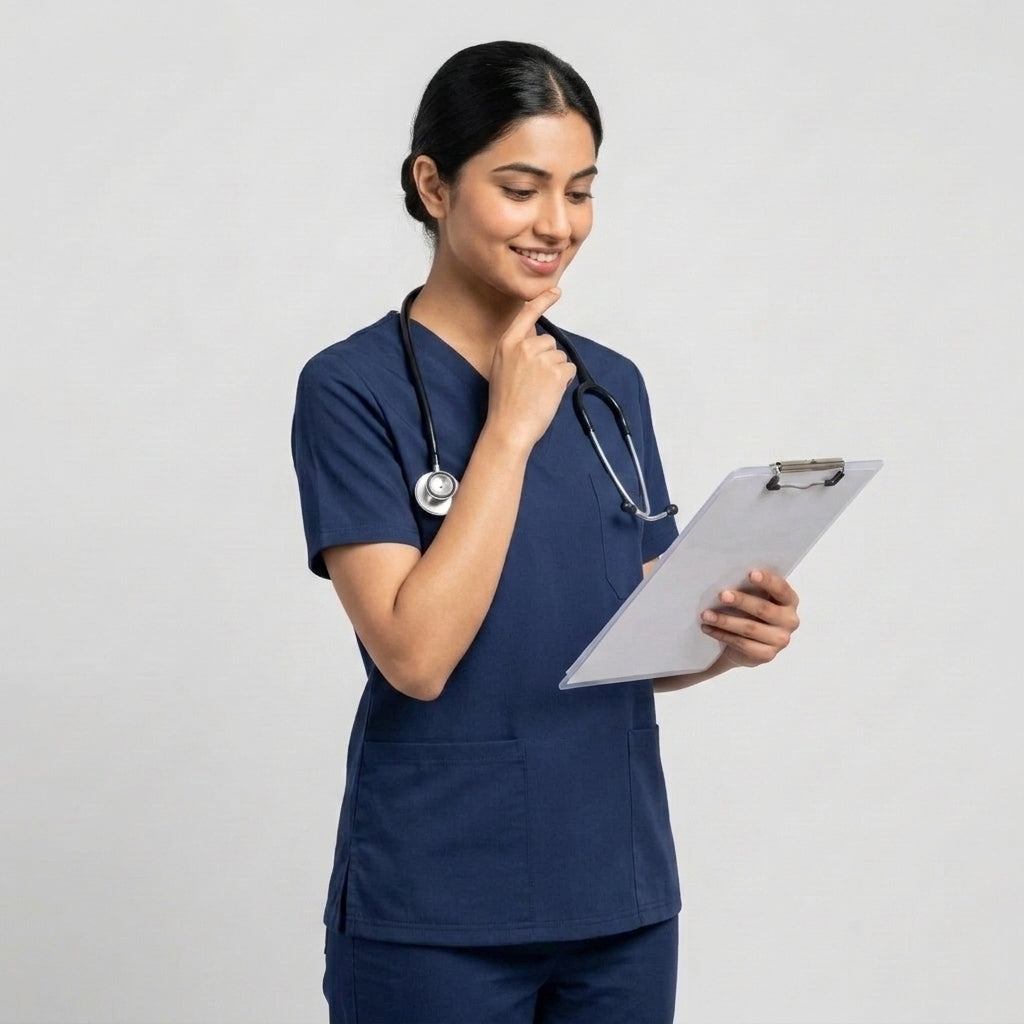 Female Navy Blue Premium Medical Scrubs Secondary image