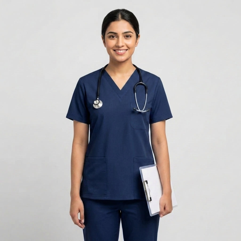 Female Navy Blue Premium Medical Scrubs