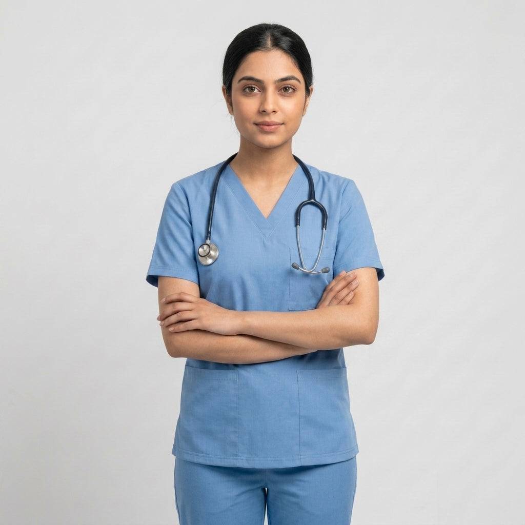 Female Sky Blue Premium Medical Scrubs