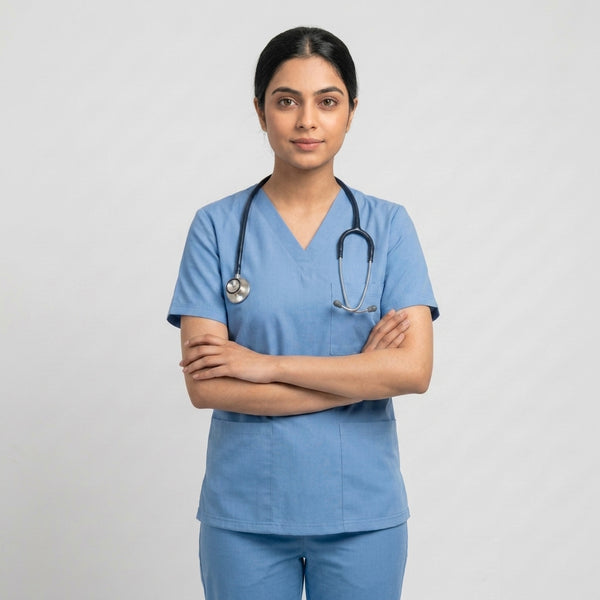 Female Sky Blue Premium Medical Scrubs