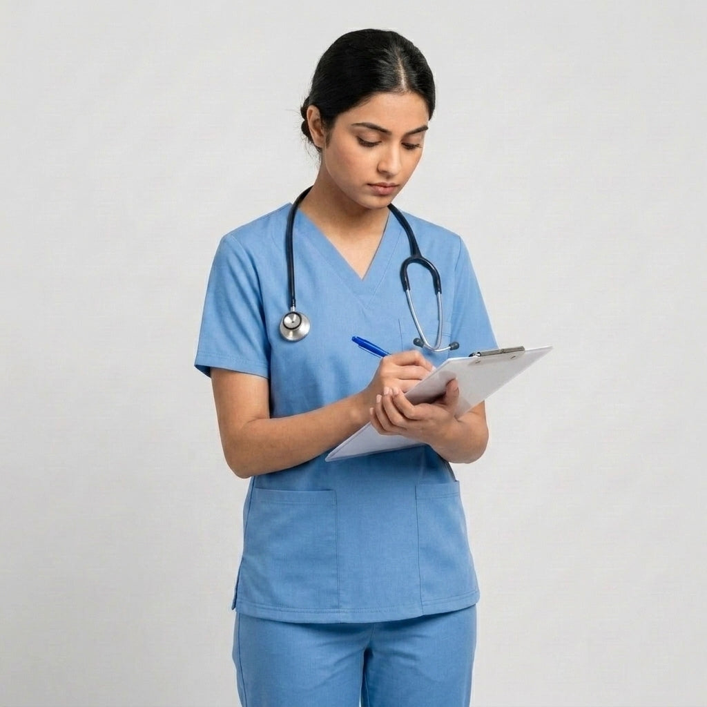 Female Sky Blue Premium Medical Scrubs