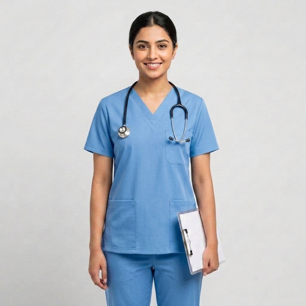 Female Sky Blue Premium Medical Scrubs
