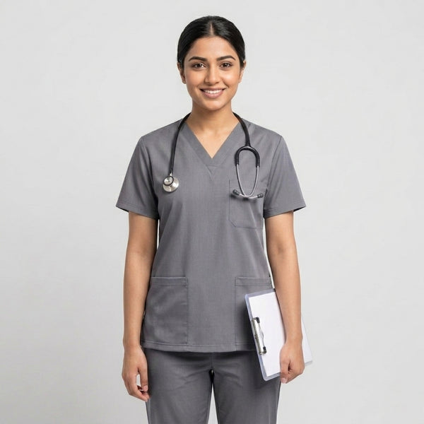 Female Gray Premium Medical Scrubs