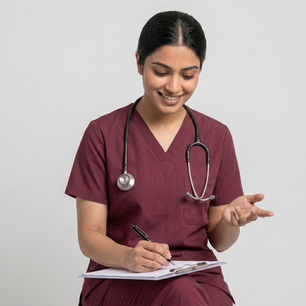 Female Mehroon Premium Medical Scrubs