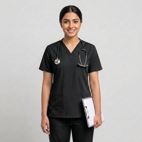 Female Black Premium Medical Scrubs