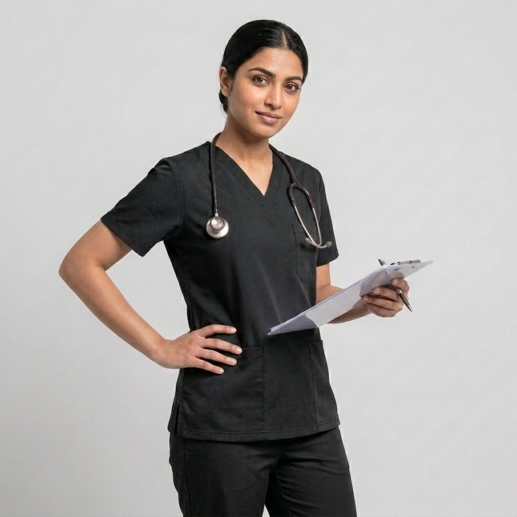 Female Black Premium Medical Scrubs