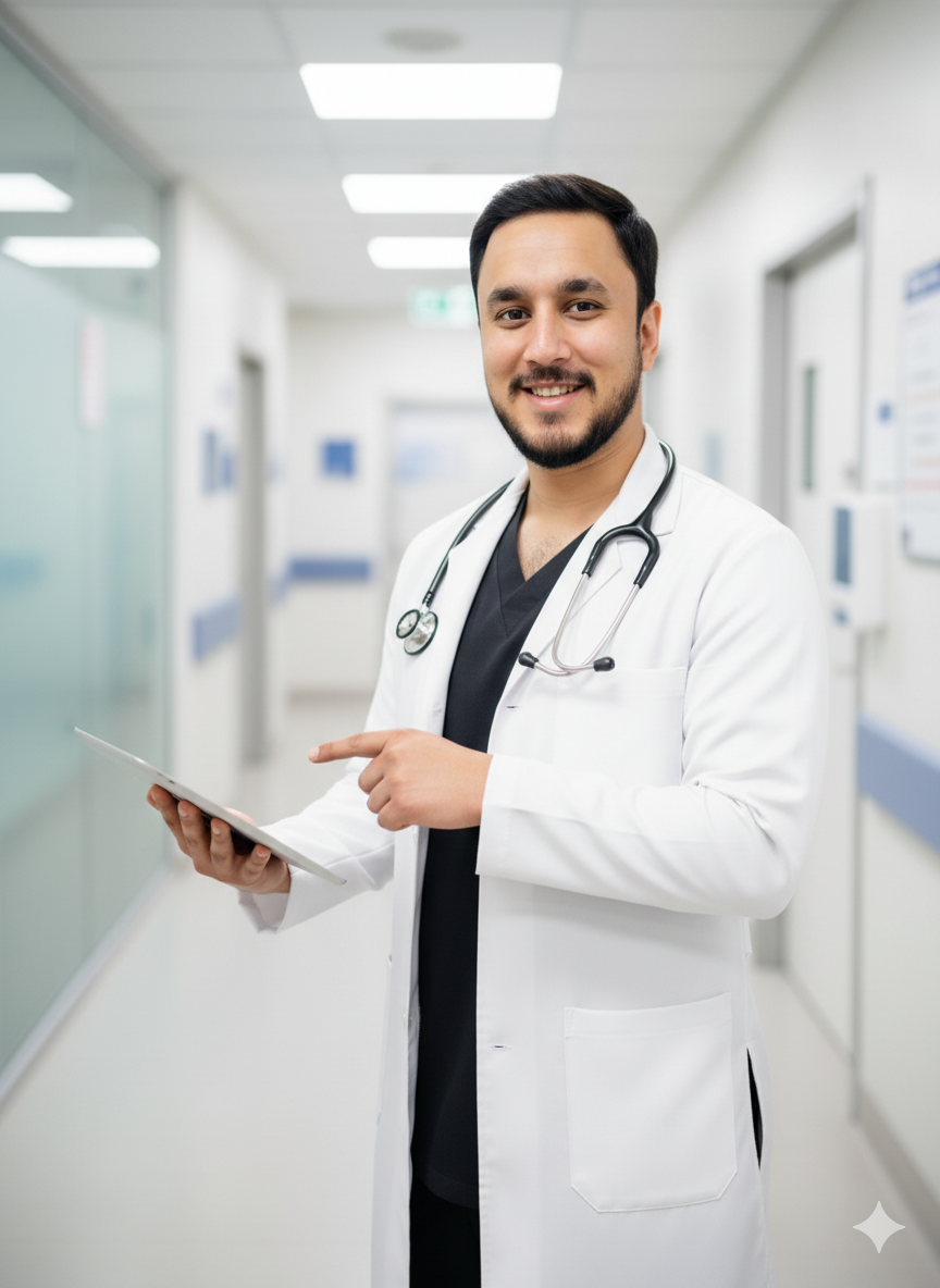 Professional white lab coat