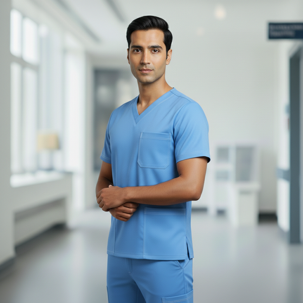 Sky Blue Premium Medical Scrubs