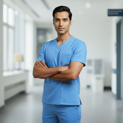 Sky Blue Premium Medical Scrubs