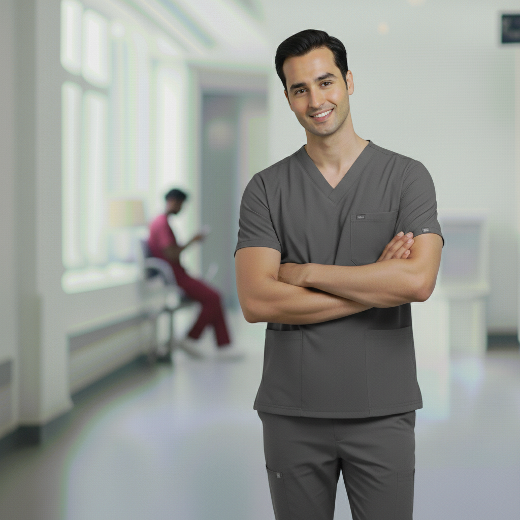 Gray Premium Medical Scrubs